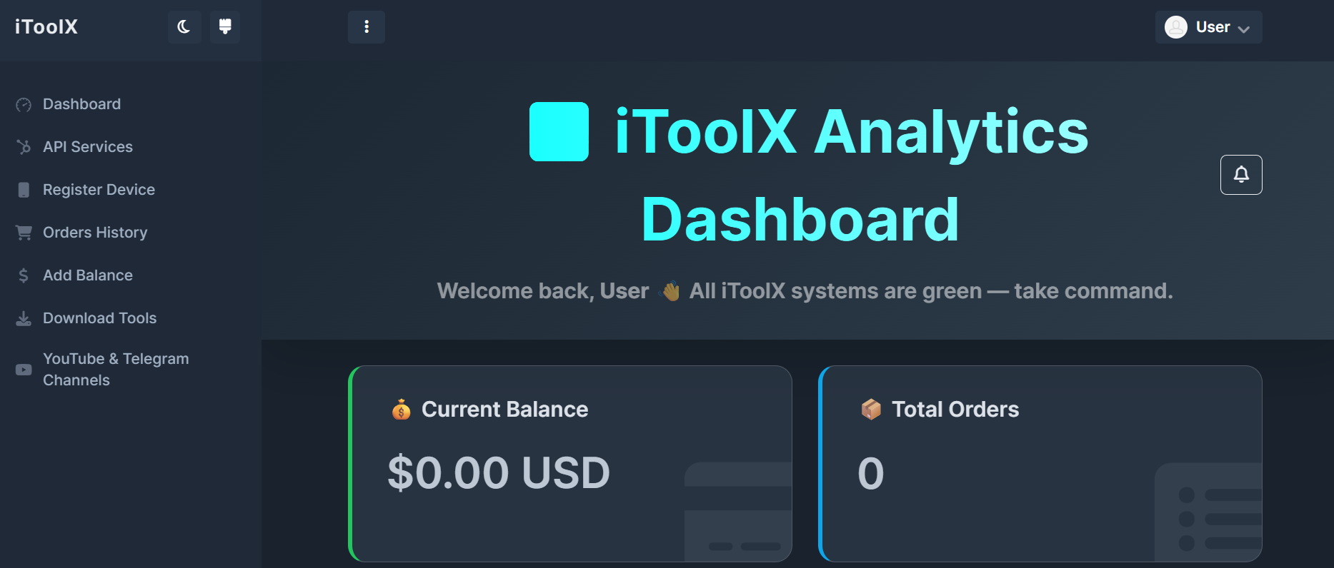 iToolX Dashboard Preview